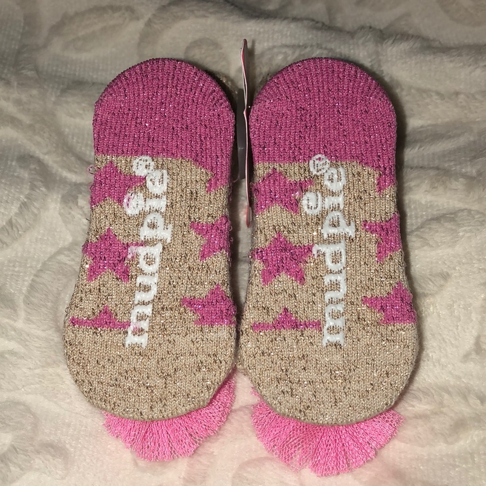Mud Pie Glitter Star Puff Baby Socks - Picture 3 of 6